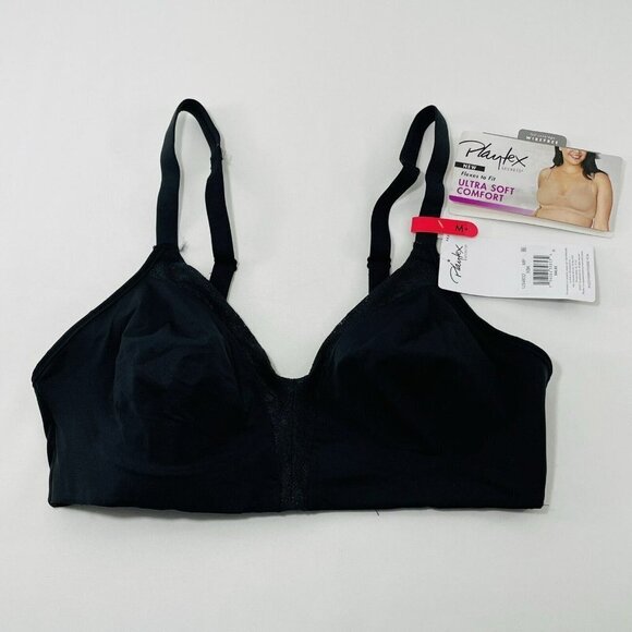 Playtex Bra Wireless Ultra Soft Wire Free Size M Black Comfort Full Coverage New - Picture 1 of 12